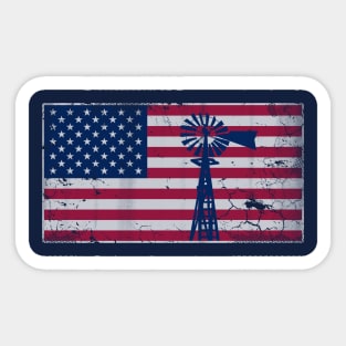 Patriotic American Flag Windmill USA 4th of July Sticker